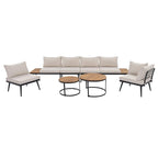 6-Piece Outdoor Sectional Sofa Set with Nesting Tables and Cushion
