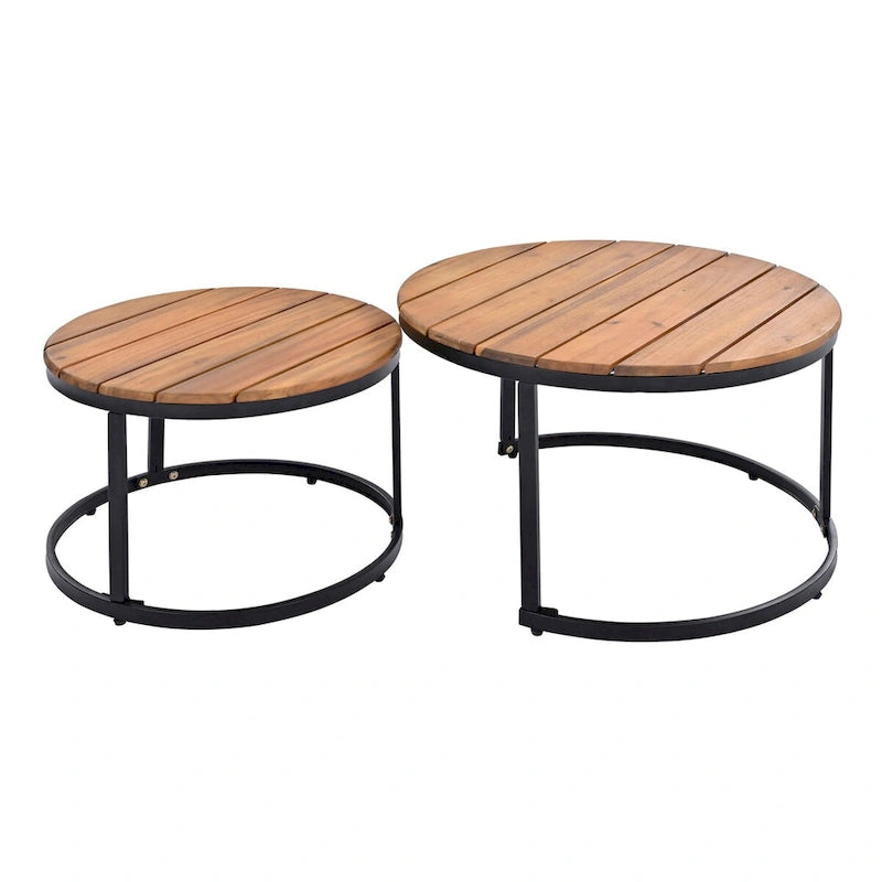 6-Piece Outdoor Sectional Sofa Set with Nesting Tables and Cushion