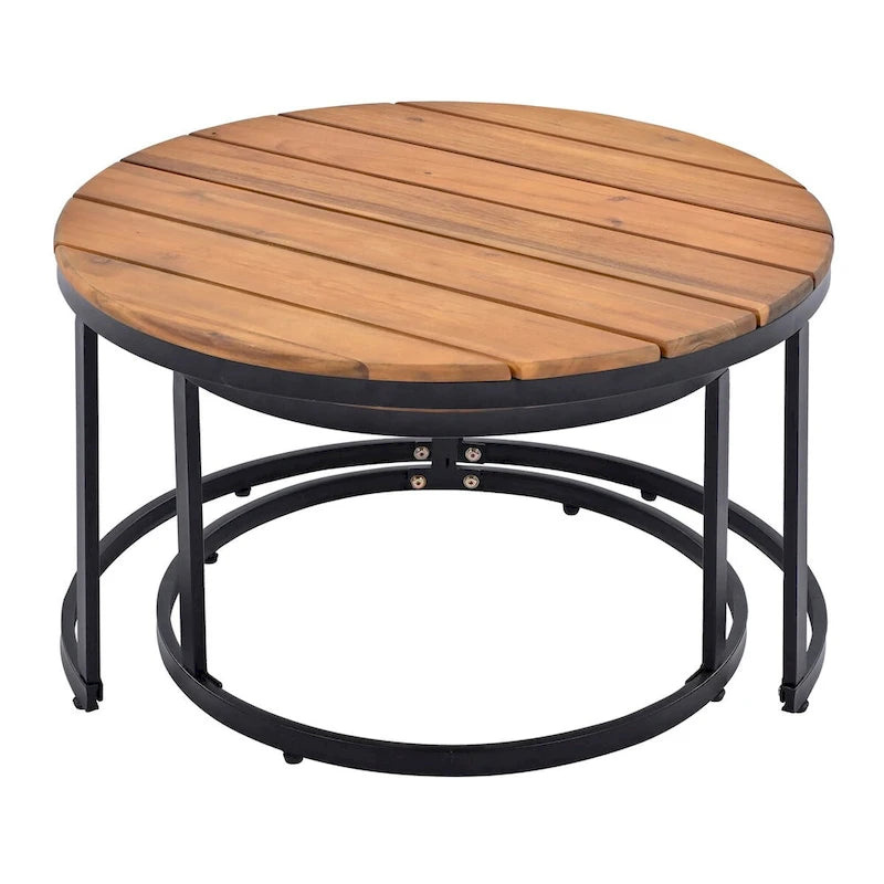 6-Piece Outdoor Sectional Sofa Set with Nesting Tables and Cushion