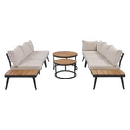 6-Piece Outdoor Sectional Sofa Set with Nesting Tables and Cushion