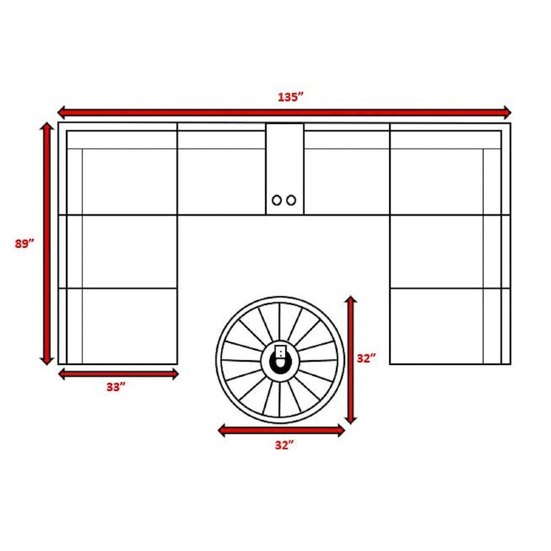 LSI 10 Piece Sectional Seating Group with Olefin Cushions and Firepit