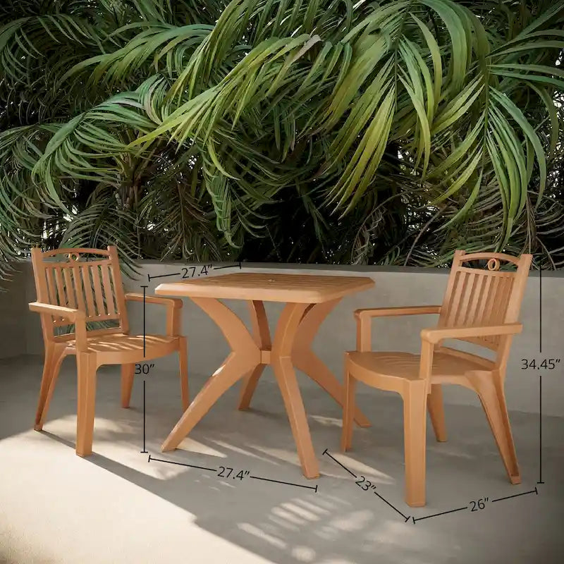 Windsor Chairs and Marcella Table 3-Piece Outdoor Dining Set