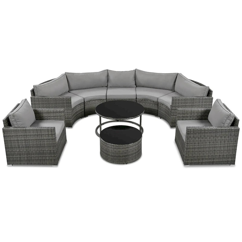 Nestfair 9-Pieces Wicker Outdoor Patio Sofa Set with Pillows and Cushions