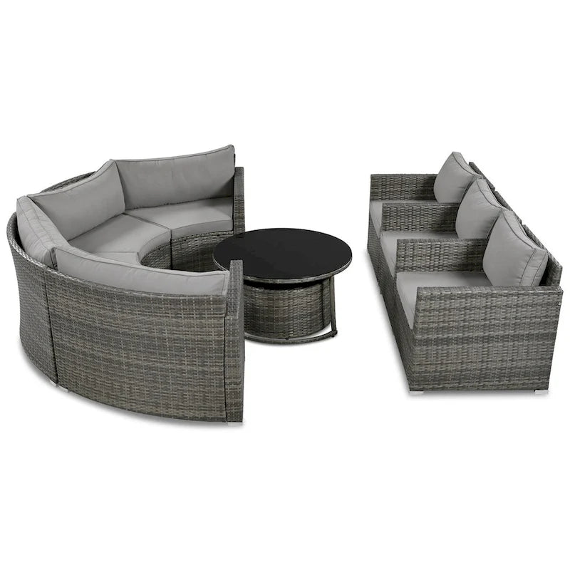 Nestfair 9-Pieces Wicker Outdoor Patio Sofa Set with Pillows and Cushions
