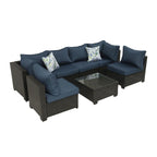 7-Piece PE Rattan Wicker Outdoor Patio Sectional Sofa Set with Cushions and Coffee Table