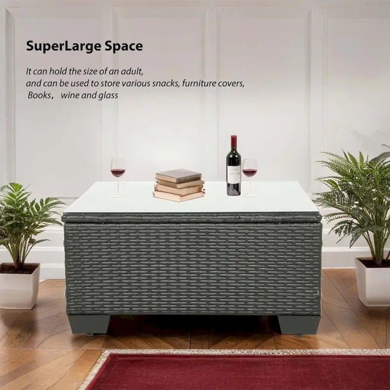 7-Piece PE Rattan Wicker Outdoor Patio Sectional Sofa Set with Cushions and Coffee Table