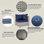 7-Piece PE Rattan Wicker Outdoor Patio Sectional Sofa Set with Cushions and Coffee Table