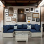 7-Piece PE Rattan Wicker Outdoor Patio Sectional Sofa Set with Cushions and Coffee Table