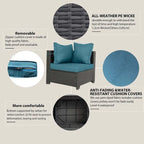 7-Piece PE Rattan Wicker Outdoor Patio Sectional Sofa Set with Cushions and Coffee Table