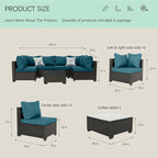 7-Piece PE Rattan Wicker Outdoor Patio Sectional Sofa Set with Cushions and Coffee Table