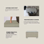 7-Piece PE Rattan Wicker Outdoor Patio Sectional Sofa Set with Cushions and Coffee Table