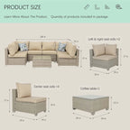 7-Piece PE Rattan Wicker Outdoor Patio Sectional Sofa Set with Cushions and Coffee Table