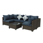 7-Piece PE Rattan Wicker Outdoor Patio Sectional Sofa Set with Cushions and Coffee Table