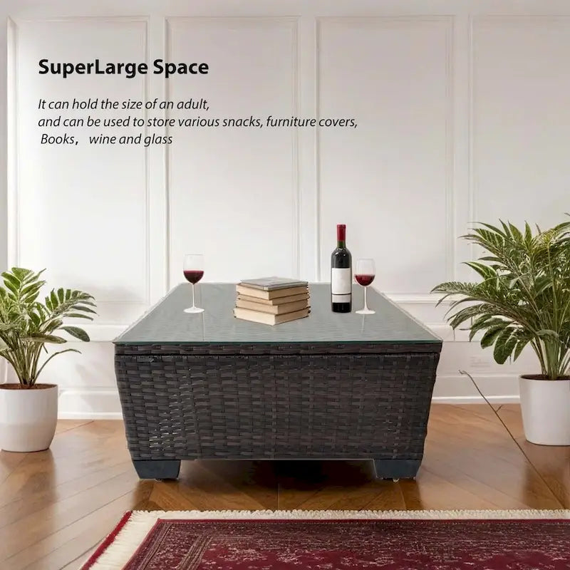 7-Piece PE Rattan Wicker Outdoor Patio Sectional Sofa Set with Cushions and Coffee Table