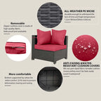 7-Piece PE Rattan Wicker Outdoor Patio Sectional Sofa Set with Cushions and Coffee Table