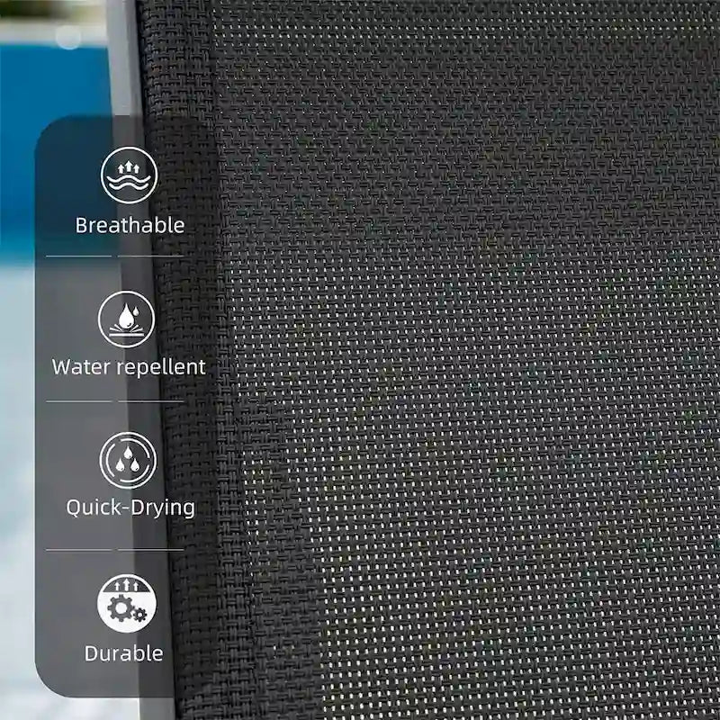 5 Adjustable Aluminum Outdoor 2 Chaise Lounge Chair with Pillow and 1 Table in Blue - N/A