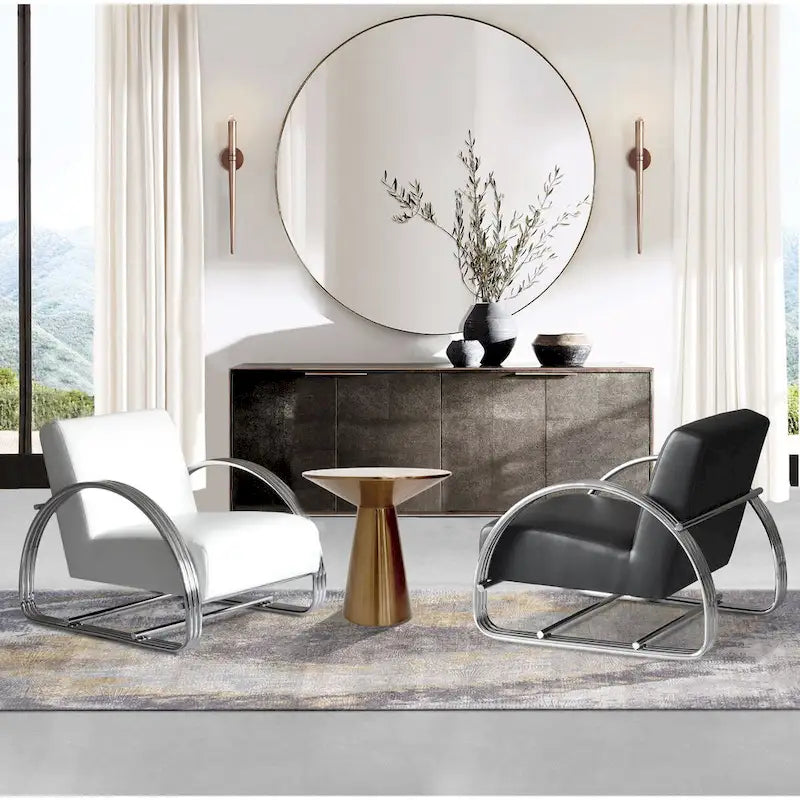 Pasargad Home Lorenzo Stainless Steel Round Side Table, Rose Gold