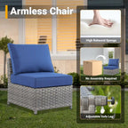 HOOOWOOO 10-piece Rattan Wicker Sectional Sofa Patio Furniture Set with Fire Pit Table