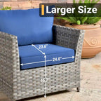 HOOOWOOO 10-piece Rattan Wicker Sectional Sofa Patio Furniture Set with Fire Pit Table
