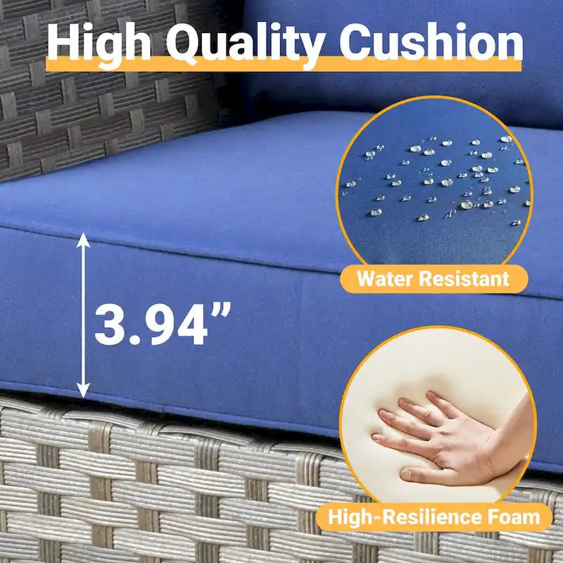 HOOOWOOO 10-piece Rattan Wicker Sectional Sofa Patio Furniture Set with Fire Pit Table