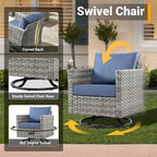 HOOOWOOO 10-piece Rattan Wicker Sectional Sofa Patio Furniture Set with Fire Pit Table