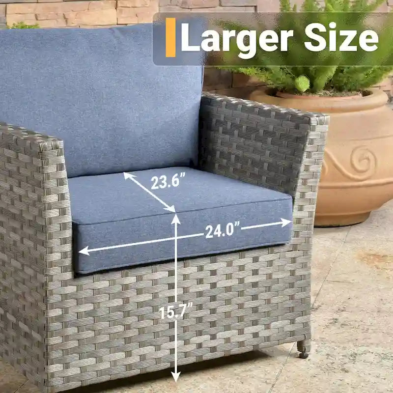 HOOOWOOO 10-piece Rattan Wicker Sectional Sofa Patio Furniture Set with Fire Pit Table