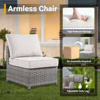 HOOOWOOO 10-piece Rattan Wicker Sectional Sofa Patio Furniture Set with Fire Pit Table