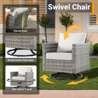 HOOOWOOO 10-piece Rattan Wicker Sectional Sofa Patio Furniture Set with Fire Pit Table