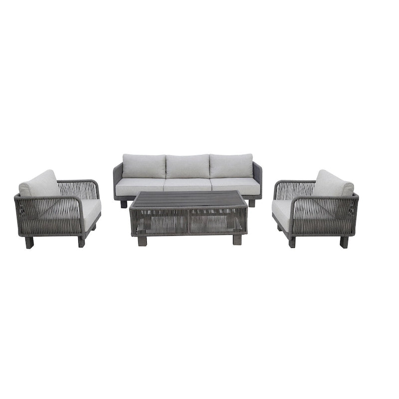 Cancun Aluminum Sofa Set with Silver Cushion