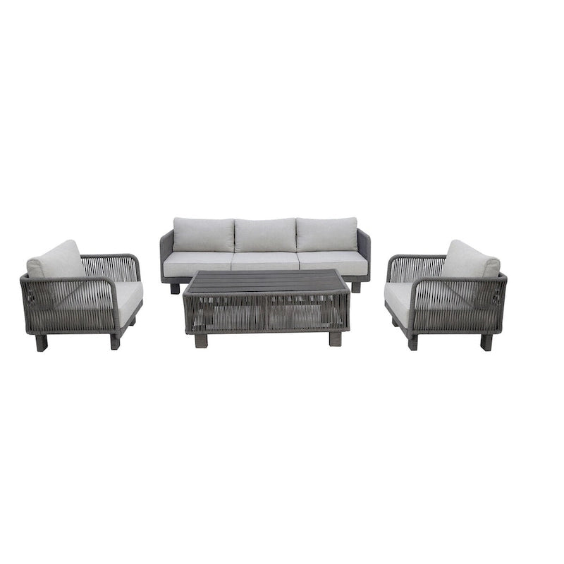 Cancun Aluminum Sofa Set with Silver Cushion