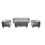 Cancun Aluminum Sofa Set with Silver Cushion