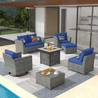 XIZZI 8-piece Outdoor Furniture Wicker Sofa Set with Fire Pit