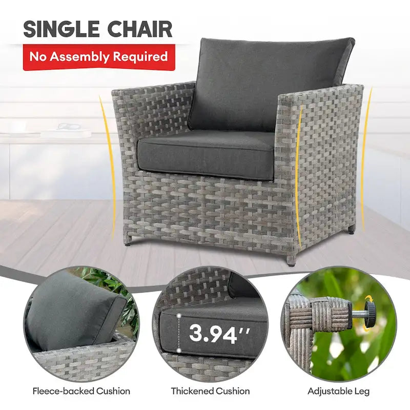 XIZZI 8-piece Outdoor Furniture Wicker Sofa Set with Fire Pit