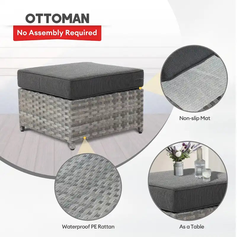 XIZZI 8-piece Outdoor Furniture Wicker Sofa Set with Fire Pit