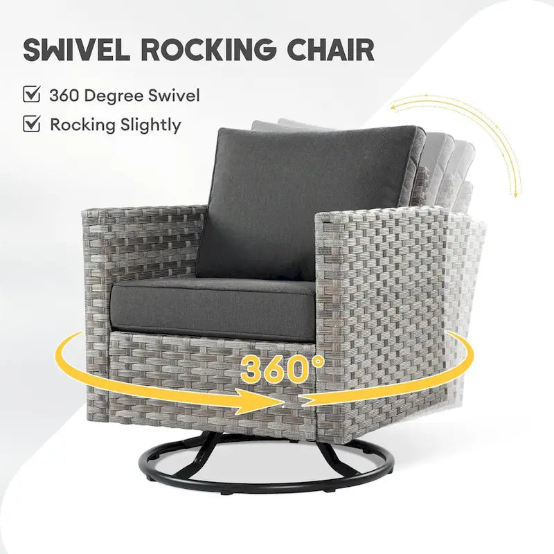 XIZZI 8-piece Outdoor Furniture Wicker Sofa Set with Fire Pit