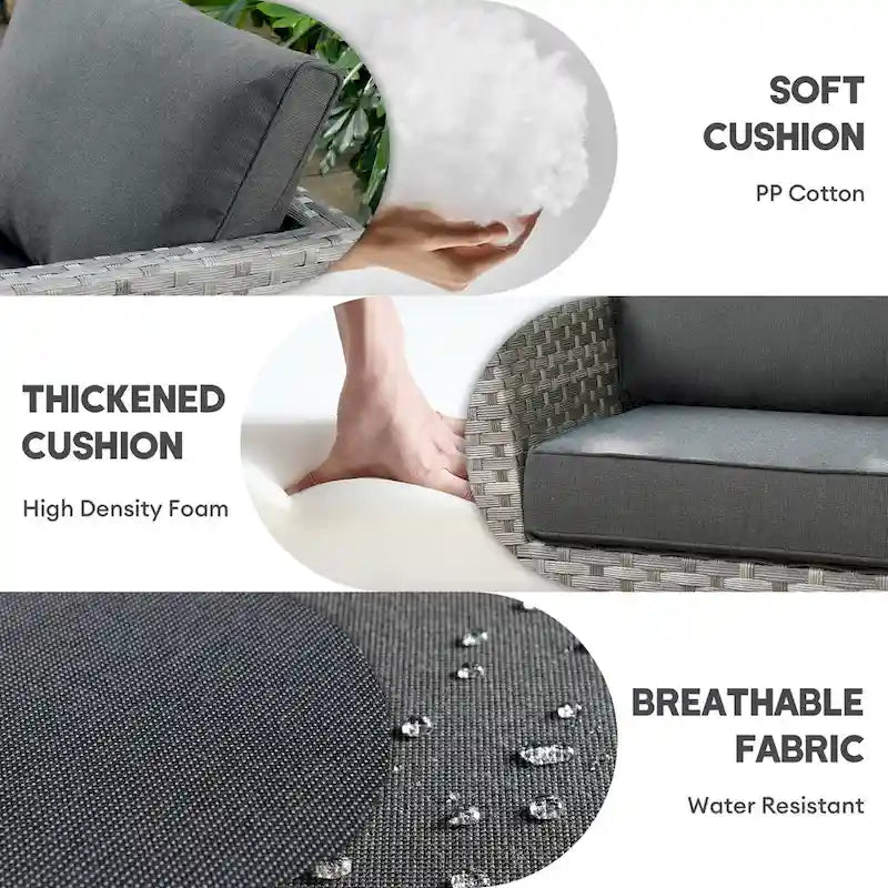 XIZZI 8-piece Outdoor Furniture Wicker Sofa Set with Fire Pit