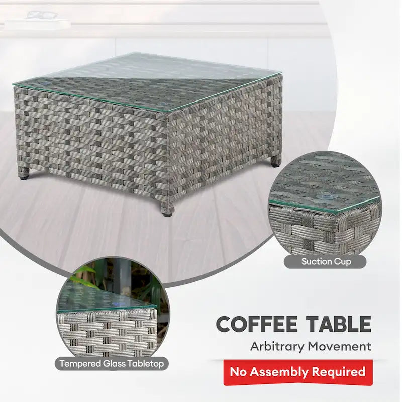 XIZZI 8-piece Outdoor Furniture Wicker Sofa Set with Fire Pit