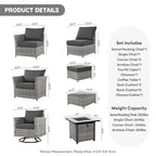 XIZZI 8-piece Outdoor Furniture Wicker Sofa Set with Fire Pit