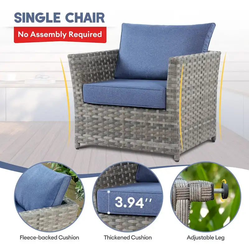 XIZZI 8-piece Outdoor Furniture Wicker Sofa Set with Fire Pit