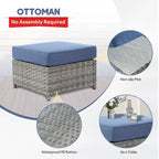 XIZZI 8-piece Outdoor Furniture Wicker Sofa Set with Fire Pit