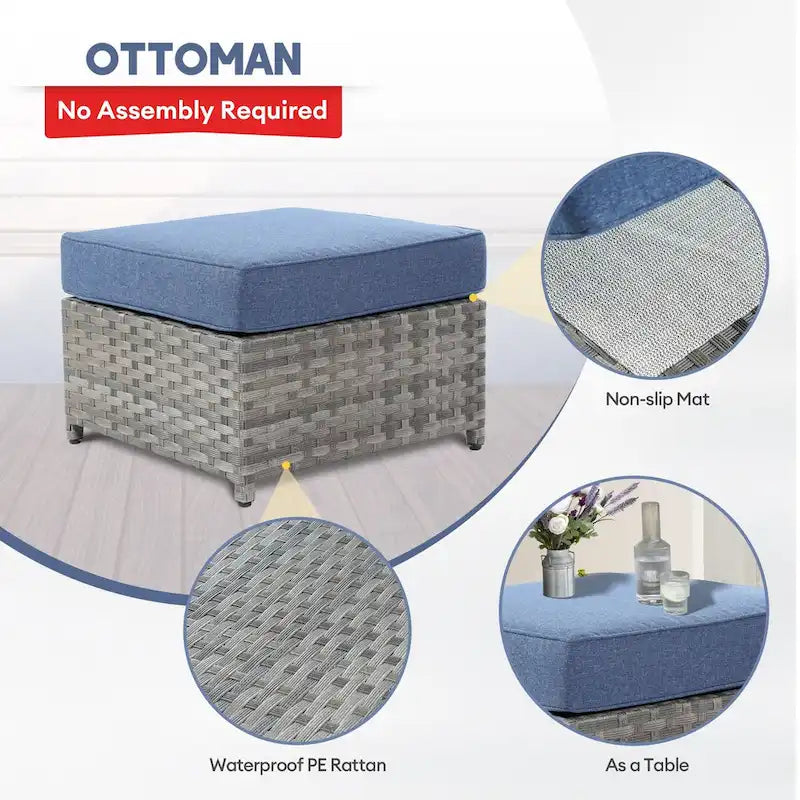 XIZZI 8-piece Outdoor Furniture Wicker Sofa Set with Fire Pit