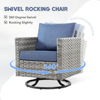 XIZZI 8-piece Outdoor Furniture Wicker Sofa Set with Fire Pit