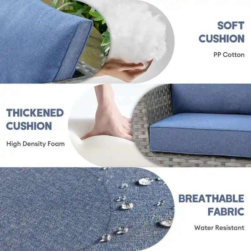 XIZZI 8-piece Outdoor Furniture Wicker Sofa Set with Fire Pit