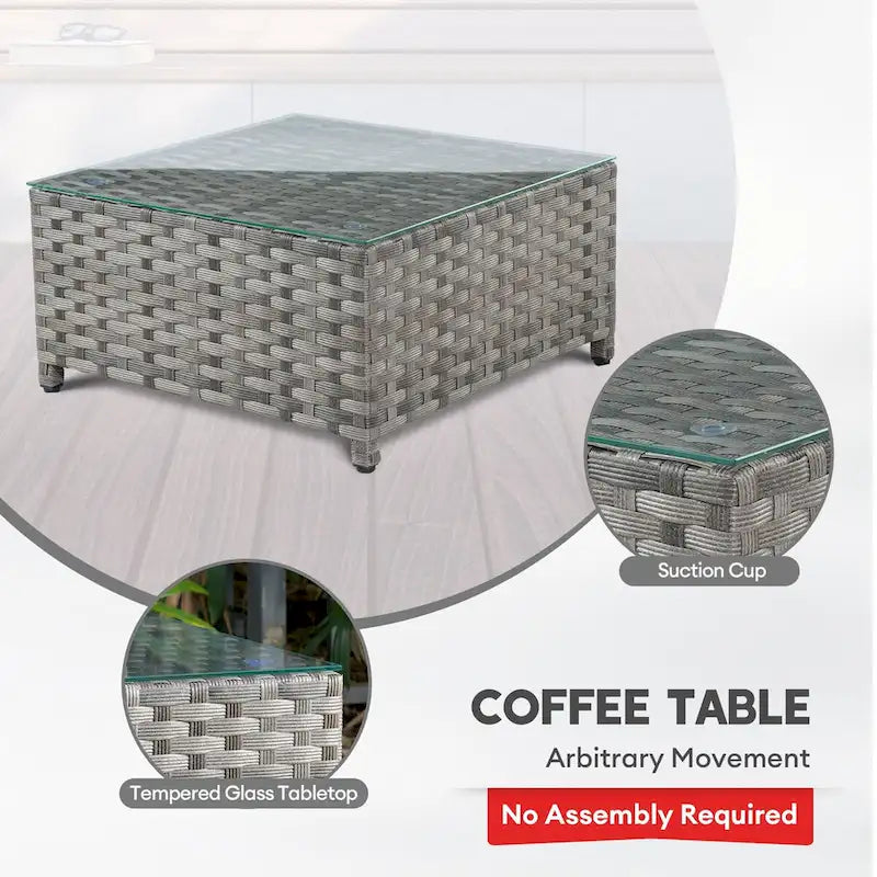 XIZZI 8-piece Outdoor Furniture Wicker Sofa Set with Fire Pit