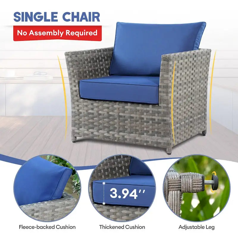 XIZZI 8-piece Outdoor Furniture Wicker Sofa Set with Fire Pit