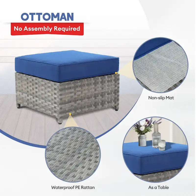 XIZZI 8-piece Outdoor Furniture Wicker Sofa Set with Fire Pit