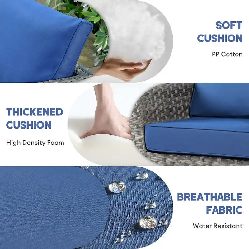 XIZZI 8-piece Outdoor Furniture Wicker Sofa Set with Fire Pit