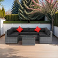 5 Pieces PE Rattan Sectional Outdoor Furniture Cushioned U Sofa Set