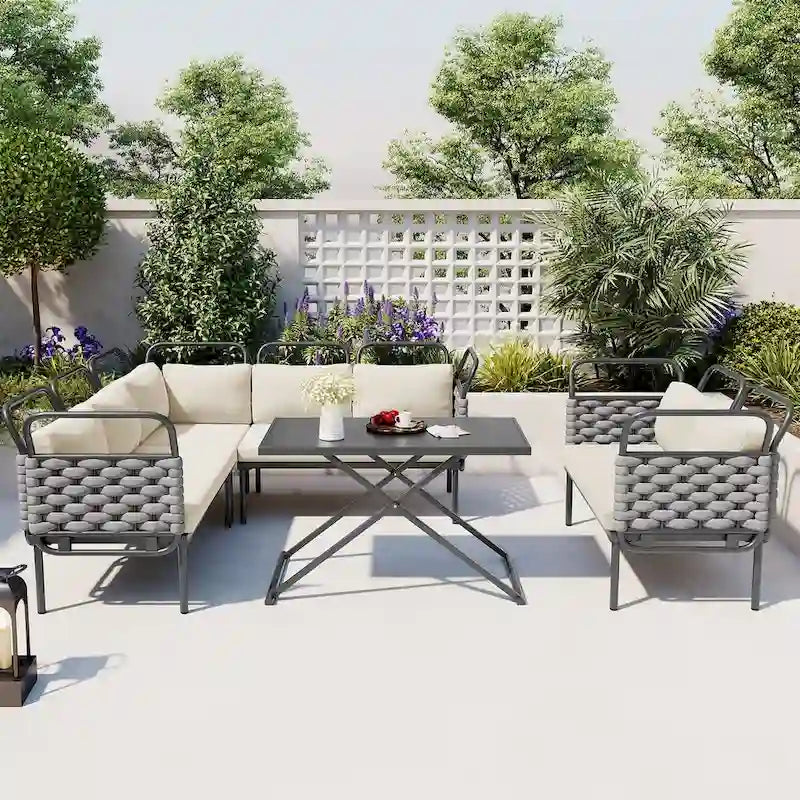 5-Piece Modern Patio Sectional Sofa Set