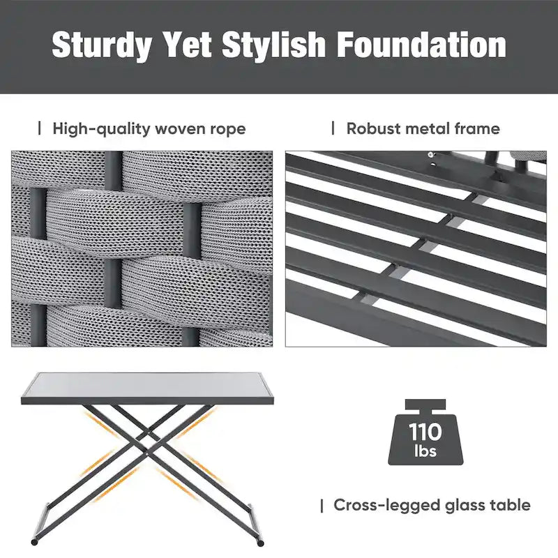 5-Piece Modern Patio Sectional Sofa Set